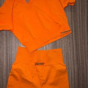 Bright Orange Two-Piece Gym Set